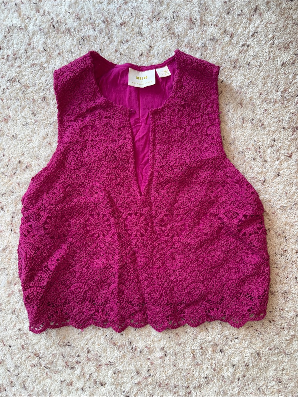 NWT Anthropologie Maeve Crochet Pink Eyelet Top